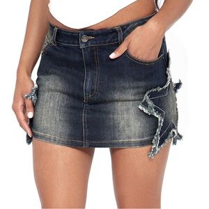 Tinted Star Dark Wash Denim Mini Skirt NEW 🏷️